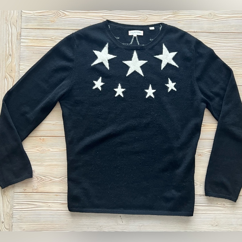 Chinti & Parker 100% Cashmere Black Star Sweater Women’s Size Large - Picture 2 of 5